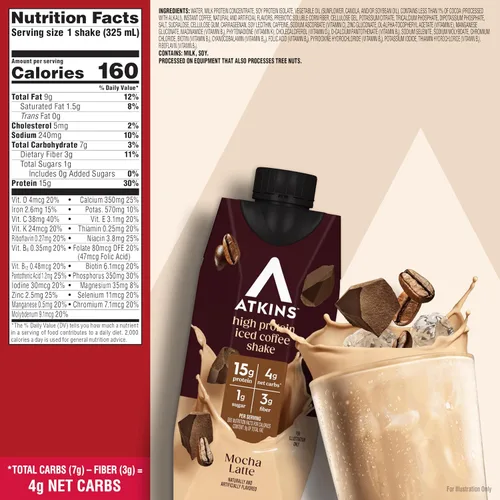 Vista 2 de Atkins Batido rico en proteínas con café y proteínas, apto para dieta cetogénica y sin gluten, 11 onzas líquidas (paquete de 12)