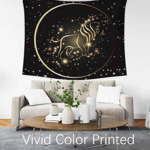 Vista 3 de Berkin Arts Tapiz decorativo para colgar en la pared, tela de poliéster de alta calidad, arte espacial, fondo de tela dorada galáctica ornamentada
