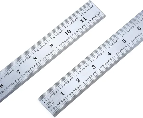 Vista 8 de eBoot Paquete de 2 reglas de acero inoxidable para ingeniero, regla métrica con marcas de 1/8, 1/16, 1/32, 1/64 pulgadas para ingeniería, escuela