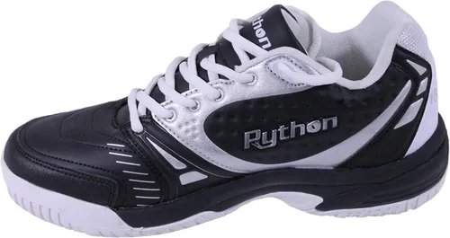 Vista 5 de Python Deluxe - Zapatos de cancha para interiores (racquetball, squash, bádminton, pickleball, voleibol) (bajo y medio) (colores negro y blanco)