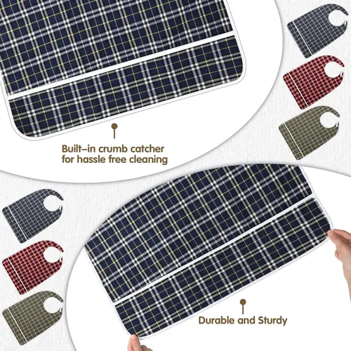 Vista 4 de Toulite 3 baberos para adultos para comer, baberos extra grandes para adultos para hombres mayores, babero impermeable para adultos con recogedor