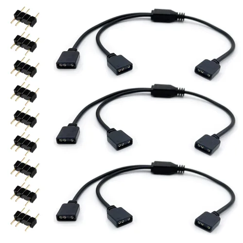 Vista 6 de (Paquete de 3) Cable de Extensión ARGB, Cable RGB Direccionable de 5V de 3 Pines, de Hembra a Hembra 1 a 1 para Extender Ventiladores de PC/Luces