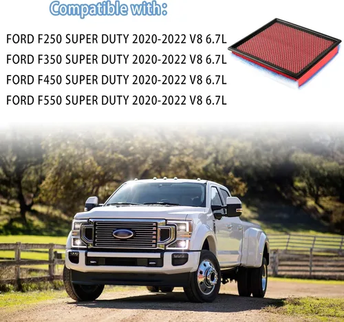 Vista 2 de GETOPAUTO HIGHFLOW FA-2031 - Filtro de aire de motor compatible con Ford F250 F350 F450 F550 6.7L Powerstroke Diesel 2020-2022, sustituye a FA2031