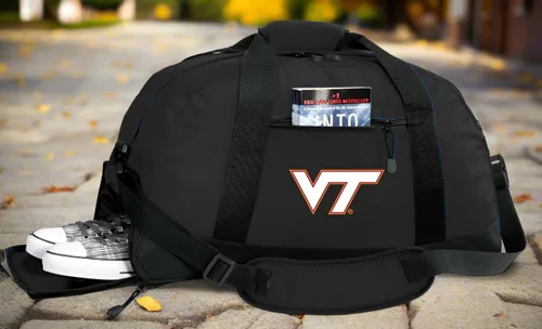 Vista 2 de Virginia Tech Hokies - Bolsas de gimnasio Virginia Tech con bolsillo para zapatos, Negro