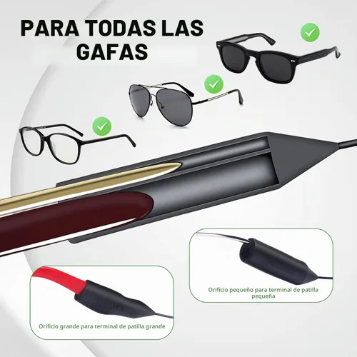 Vista 4 de SMARTTOP Correa para gafas, soporte ajustable con dos agujeros mejorados, correa de cuerda para anteojos sin cola, soporte para gafas de sol