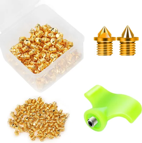 Vista 9 de 100 Pcs Track Spikes, 1/8 inch & 3/16 inch & 1/4 inch Steel Track Shoe Spikes Replacements wiht Spike Wrench for Sports Running Track Shoes