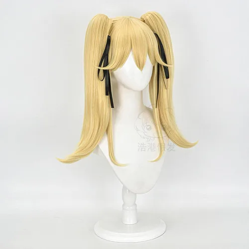 Vista 4 de SYIBOO Anime Kakegurui Meari Saotome Cosplay Long Yellow Wigs with Hair Band Silk Ribbon Heat-resistant Fiber Hair + Wig Cap Party