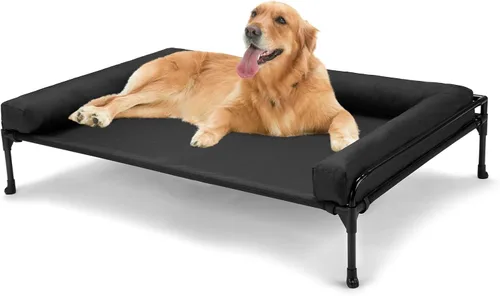 Vista 11 de Veehoo Cama Elevada para Perros - Cama Cot Refrescante para Exteriores para Perros de Tamaño Mediano con Cerca de Tres Lados, Cuna Elevada