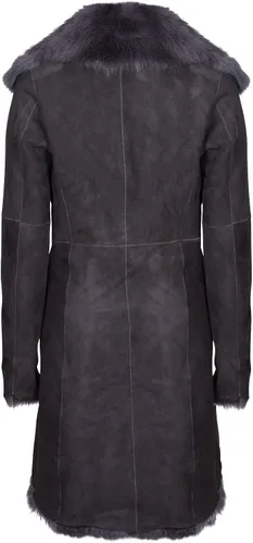 Vista 3 de Gabardina real de piel de oveja Toscana para mujer, color marrón, Gris