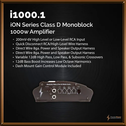 Vista 5 de Precision Power i1000.1 650W Clase D Monoblock Amplificador