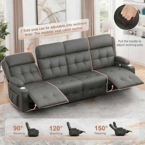 Vista 158 de Sofá de Dos Plazas Reclinable, Sofá Reclinable de Masaje con Gran Capacidad de Peso, Silla de Dos Plazas para RV en Liquidación con Consola, USB