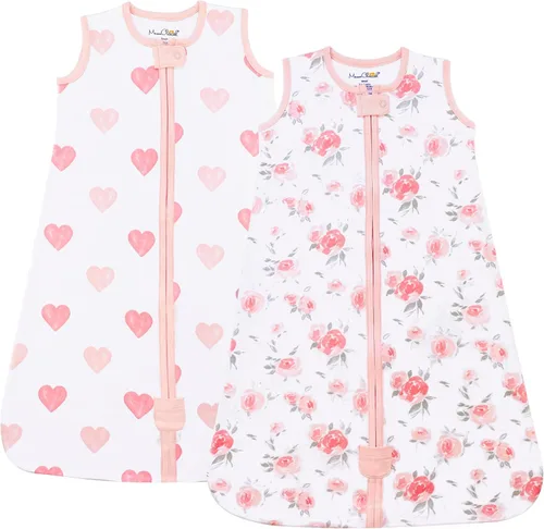 Vista 48 de Manta de algodón orgánico para bebé, saco de dormir 0.5 TOG 0-6 meses, paquete de 2 unidades Rosette