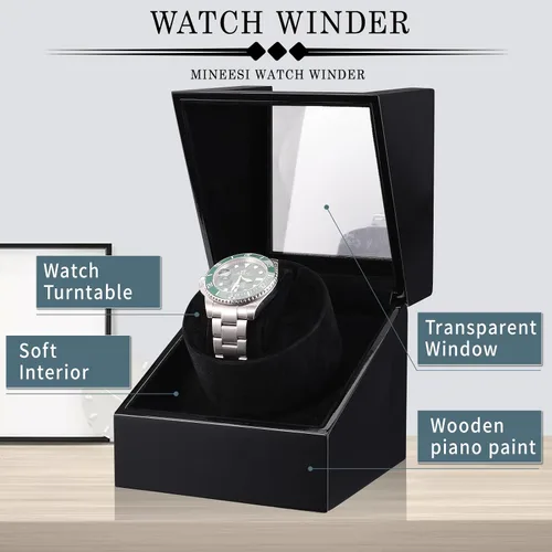 Vista 3 de Bobinadora de reloj para relojes automáticos individuales con motores silenciosos, pintura de piano por adaptador de CA o batería