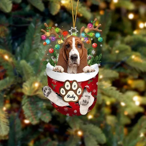 Vista 74 de Adornos personalizados de Pug cervatillo – Decoración personalizada para árbol de Navidad con patas de bolsillo de nieve