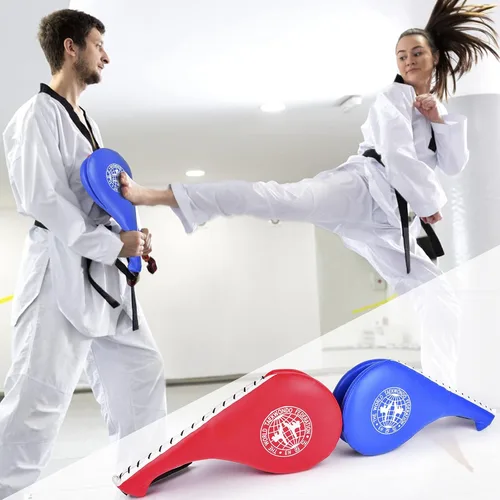 Vista 6 de Taekwondo, 2 unidades, equipo de entrenamiento de artes marciales de karate, almohadillas de boxeo de doble golpe para niños, jóvenes y adultos