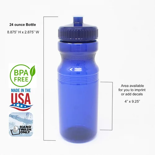 Vista 2 de Rolling Sands - Botellas de agua de plástico azul marino de 24 onzas sin BPA, juego de 10, fabricadas en Estados Unidos