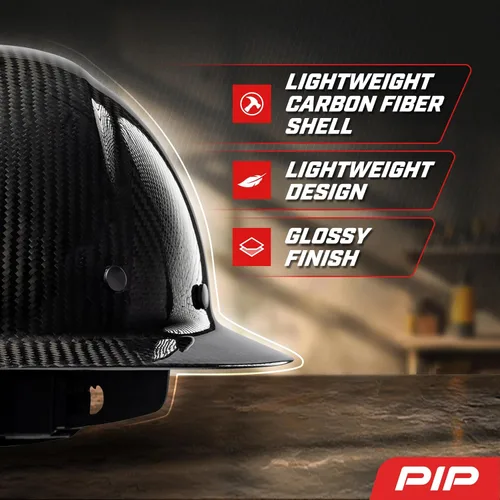 Vista 14 de PIP Wolfjaw, casco duro de ala completa con cúpula lisa y carcasa de fibra de carbono brillante, suspensión textil remachada de 8 puntos, ajuste