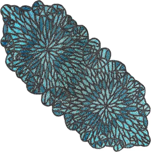 Vista 31 de CLEENTABLE Camino de mesa decorativo con cuentas de 36 pulgadas, diseño floral hecho a mano con respaldo de poliéster duradero para comedor, mesa