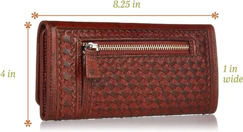 Vista 6 de Mauzari Sydney Genuine Leather Women's Wallet Tooled Floral Design