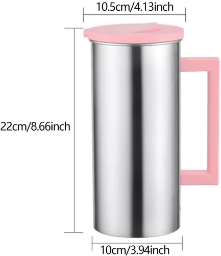 Vista 3 de Jarra térmica de acero inoxidable de 61 onzas, jarra de metal de doble pared con tapa/jarra de té, 1.8 litros (gris)