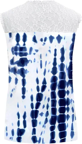 Vista 3 de Mitsutomi Blusa de verano con cuello redondo y sin mangas para mujer, con estampado floral, ajuste holgado