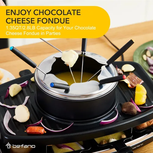 Vista 10 de Parrilla eléctrica de Raclette con el pote de la fondue, parrilla de mesa