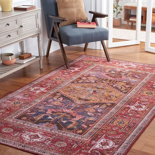 Vista 10 de SAFAVIEH Tucson Collection - Alfombra lavable de 2 pies 6 x 6 pies, color azul marino y resistente al óxido, antideslizante, ideal para zonas