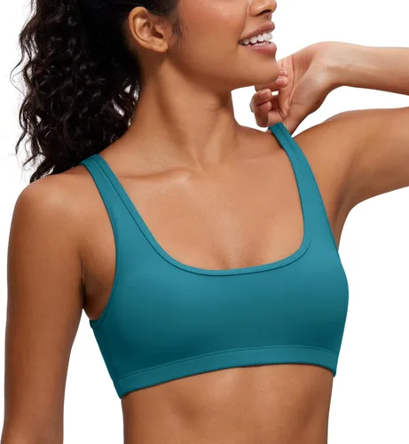 Vista 18 de CRZ YOGA Butterluxe - Mini brasier para mujer, cuello redondo, de bajo impacto, inalámbrico, deportivo, yoga, acolchado, para entrenamiento