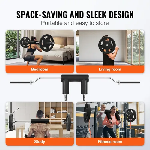 Vista 6 de VEVOR Safety Squat Bar, 700 & 1500 LBS, Plus 500 LBS Hex Barbell Trap Bar, Ideal for Squats, Deadlifts, Lunges, Rehab