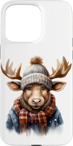 Vista 31 de Cute Moose with Winter Hat & Scarf Case for iPhone 17