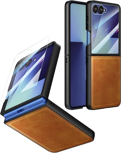 Vista 14 de Foluu para Samsung Galaxy Z Flip 5 5G Funda, Funda de Cuero, Cuero PU + Carcasa Rígida de PC Ultra Delgada Slim Duradera Funda Protectora