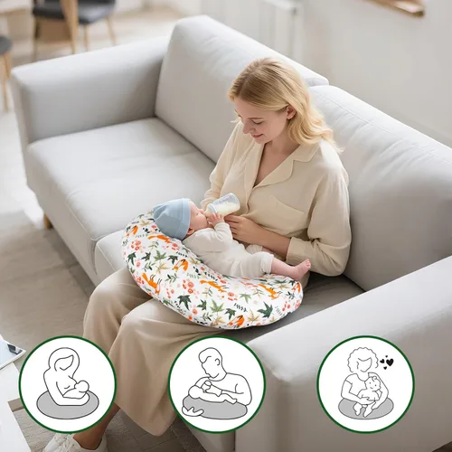 Vista 4 de Funda de almohada de lactancia, se adapta a almohadas estándar de lactancia materna, algodón ultrasuave, transpirable, hipoalergénico y lavable