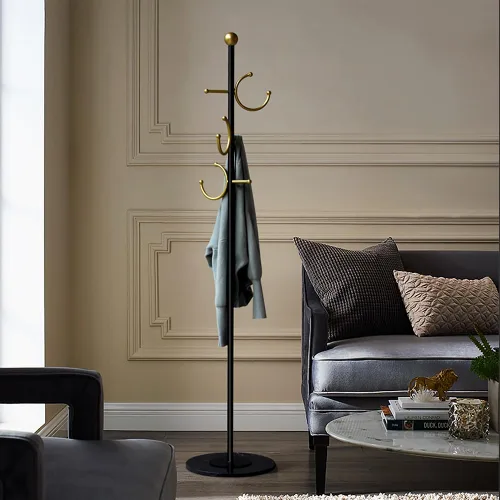 Vista 11 de Perchero de pie, Árbol de abrigos de pie resistente con 7 ganchos de bola, Soporte para colgar abrigos con base de metal para entrada, pasillo