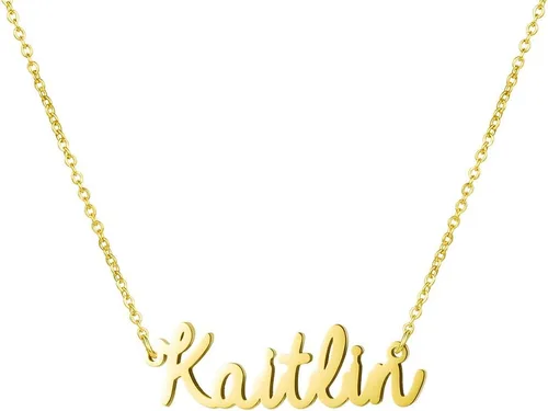 Vista 8 de Yiyang Collar con dije y nombre personalizable, de acero inoxidable, chapado en oro de 18 quilates, joyería para niñas, regalo de cumpleaños