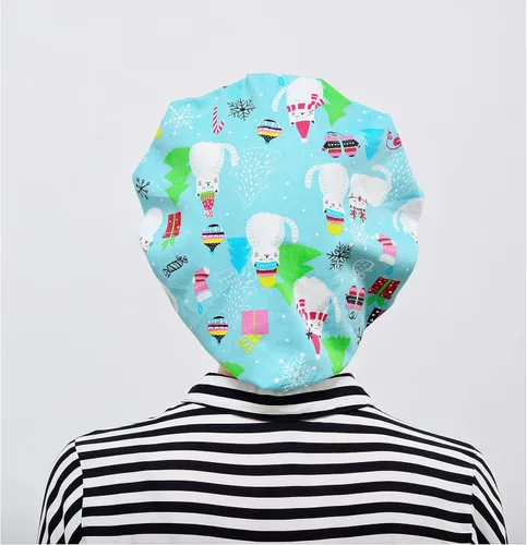 Vista 4 de DREYOLIFE Juego de 3 gorros estilo bouffant de algodón con banda para el sudor