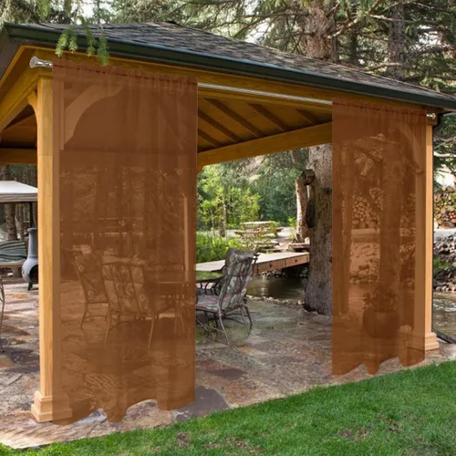 Vista 21 de SpaceDresser - Cortinas transparentes impermeables para exterior para patio - 2 paneles con bolsillo para barra, cortinas de gasa transparentes