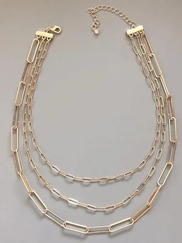 Vista 5 de Long tiantian Collar de clip de papel para mujer, collar de eslabones de cadena de oro, collar de cadena en capas, collar de clip para niñas, Cobre