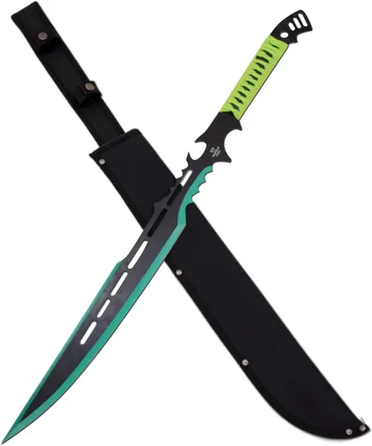 Vista 11 de Snake Eye Tactical - Espada de fantasía con funda de nailón, machete para exteriores y camping Verde