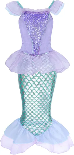 Vista 2 de Eledobby Mermaid Costume for Little Grils Princess Ariel Costumes Halloween Mermaids Dress Up Cosplay Brithday Party Outfits