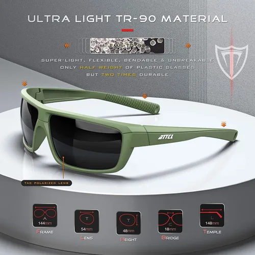 Vista 2 de ATTCL - Gafas de sol polarizadas para hombres - Gafas deportivas de pesca 100% protección UV
