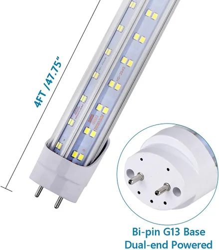 Vista 2 de Paquete de 25 bombillas LED T8 T10 T12 de 4 pies tipo B, 75 W 9500 LM, 6000K-6500K blanco frío, tubo fluorescente LED de 4 pies, súper brillante
