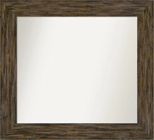 Vista 77 de Amanti Art Espejo personalizado, espejo de baño marrón Fencepost, espejo de pared o espejo de tocador de baño sobre el fregadero (27 x 27 pulgadas)