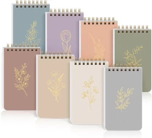 Vista 9 de SKYDUE Small Notebooks，Pocket Notepads with Aesthetic Covers, Mini Spiral Notebook with Lined Pages Nursing School Essentials, Set Of 8