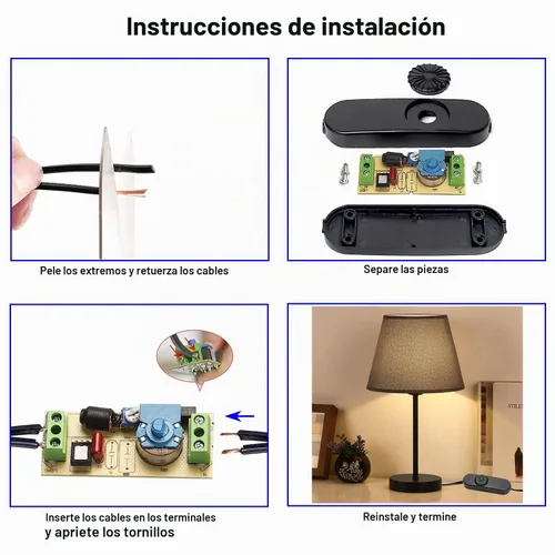 Vista 7 de Interruptor de lámpara en línea, interruptor de atenuación giratorio de rango completo, reemplazo de interruptor de cable negro para lámpara de pie