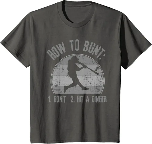 Vista 48 de Cómo Bunt Don't Hit A Dinger - Camiseta divertida de béisbol y sóftbol, Negro, S