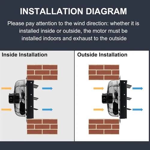 Vista 8 de Criditpid Ventilador Extractor de Pared con Persiana de 7 Pulgadas, Ventilador Extractor de Cocina con Interruptor de Encendido/Apagado para Ático