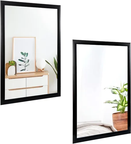 Vista 10 de ZenStyle Espejo de baño con marco de metal negro, espejo rectangular de 24 x 36 pulgadas con esquina de pico para entrada, sala de estar, baño