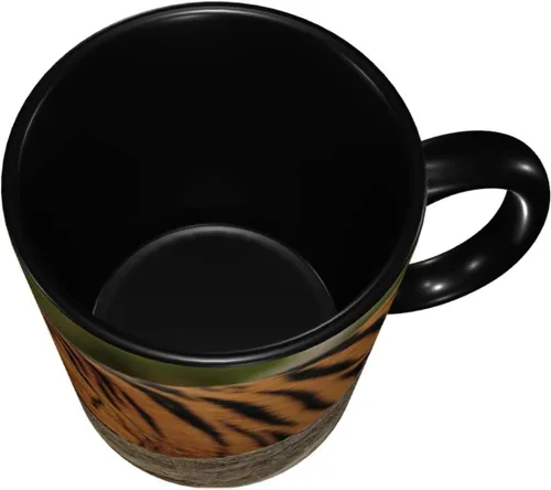 Vista 5 de Taza de café, taza personalizada de tigre, tigre agachado en la roca hermosa foto de la naturaleza, 11 onzas, para bebidas calientes y todos