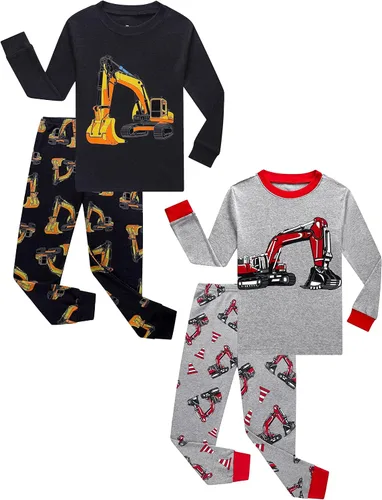 Vista 7 de KikizYe - Conjunto de pijamas para niños y niñas pequeños y grandes, ropa de dormir de 100% algodón 33/4 piezas/dinosaurio