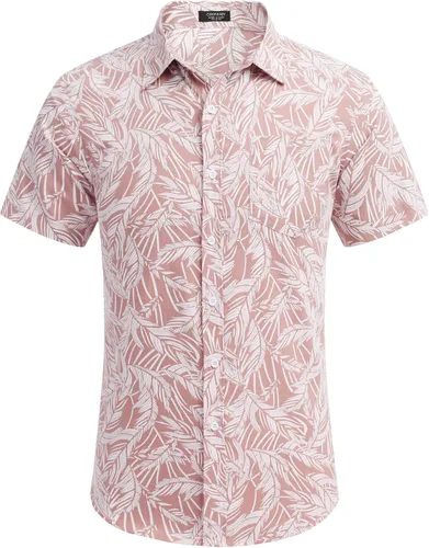 Vista 2 de COOFANDY Men Boys Linen Shirts Short Sleeve Button Down Shirts Hawaiian Tropical Shirts